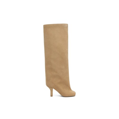 MAISON MARGIELA TAN ANATOMIC SLIP-ON SUEDE TALL BOOTS 252188F115000